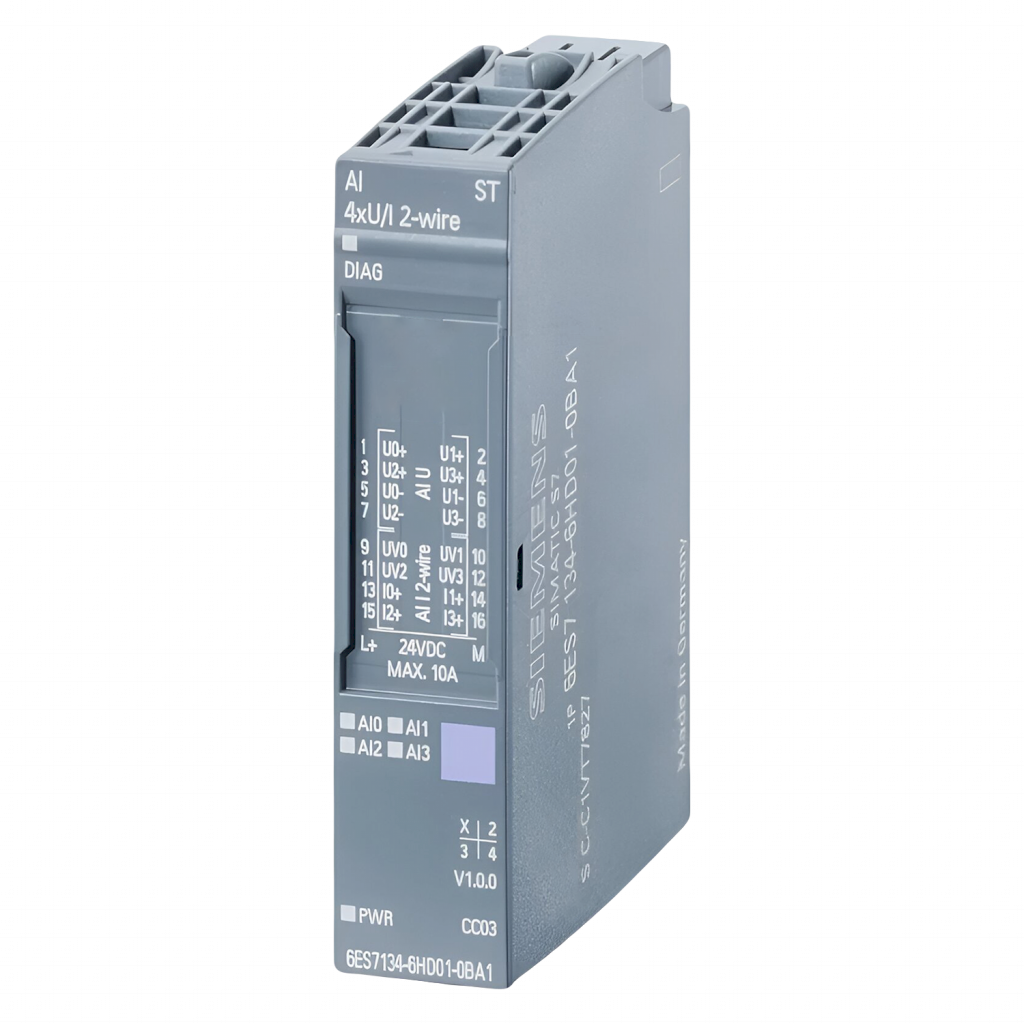 Módulo S7-1500SP/ET200SP 8 E/Analog. Conector Alimen. Bus/Distribucion Bus Montaje Riel DIN 24VCC Siemens