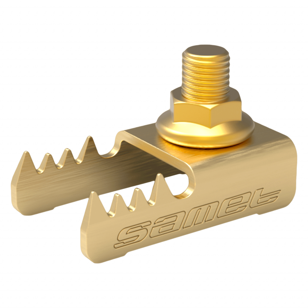 [26696] Grampa de Fijacion P/Cable Equipotencial Chapa Zincada Samet