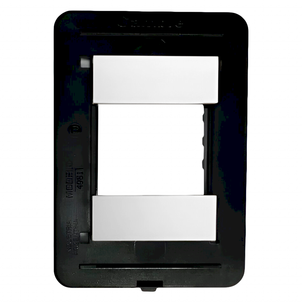 Bastidor Bauhaus PVC 2 Módulos C/Tapón Negro Cambre