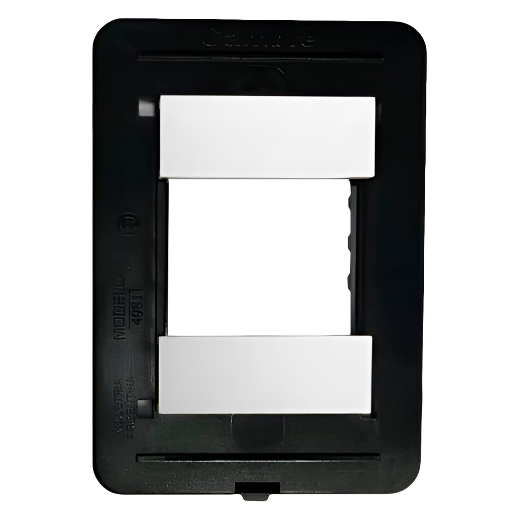 [3413] Bastidor Bauhaus PVC 2 Módulos C/Tapón Negro Cambre