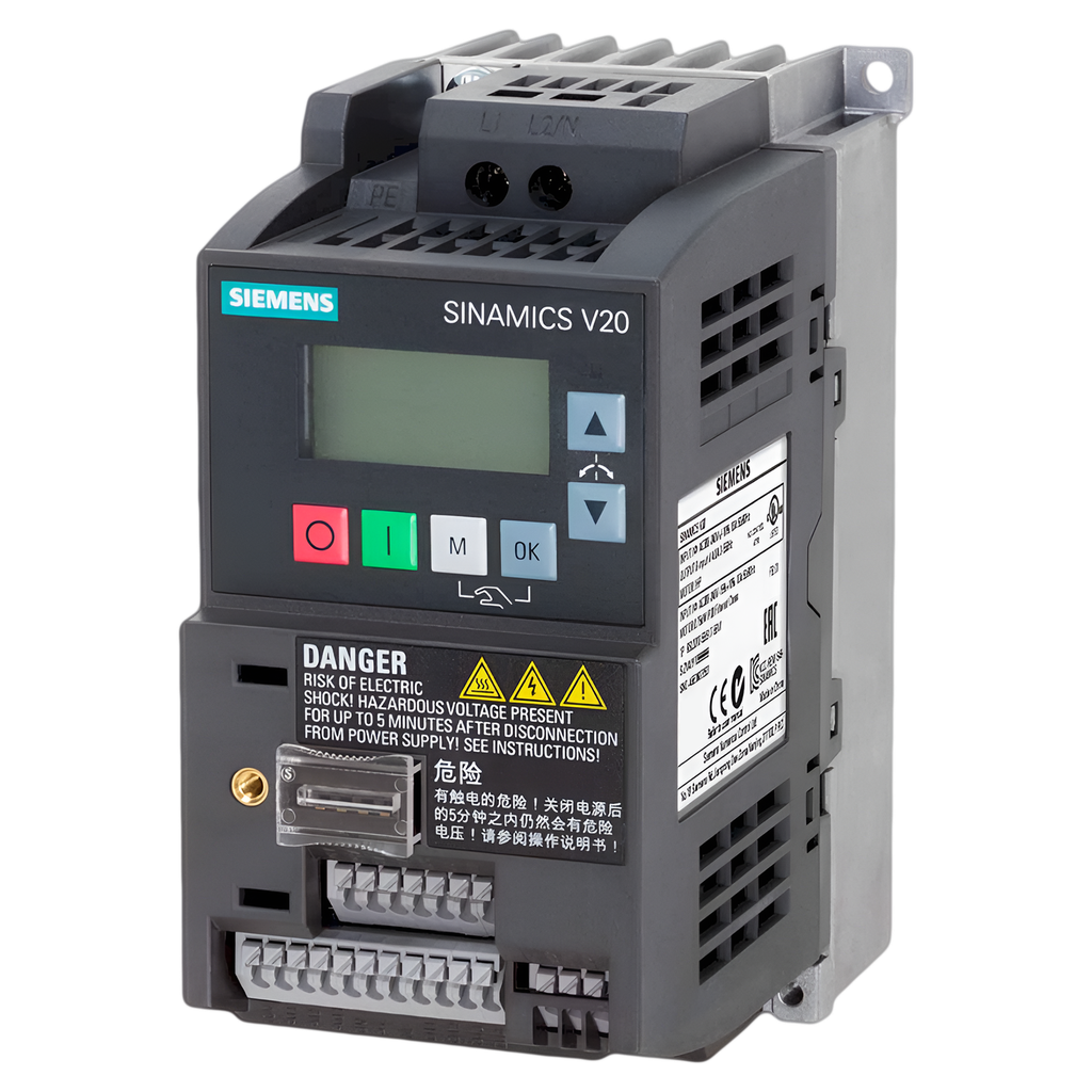 [20170] Variador V20 380VCA LO: 0,55kW/0,75HP HO: 0,55kW/0,75HP S/Filtro MB RTU Siemens