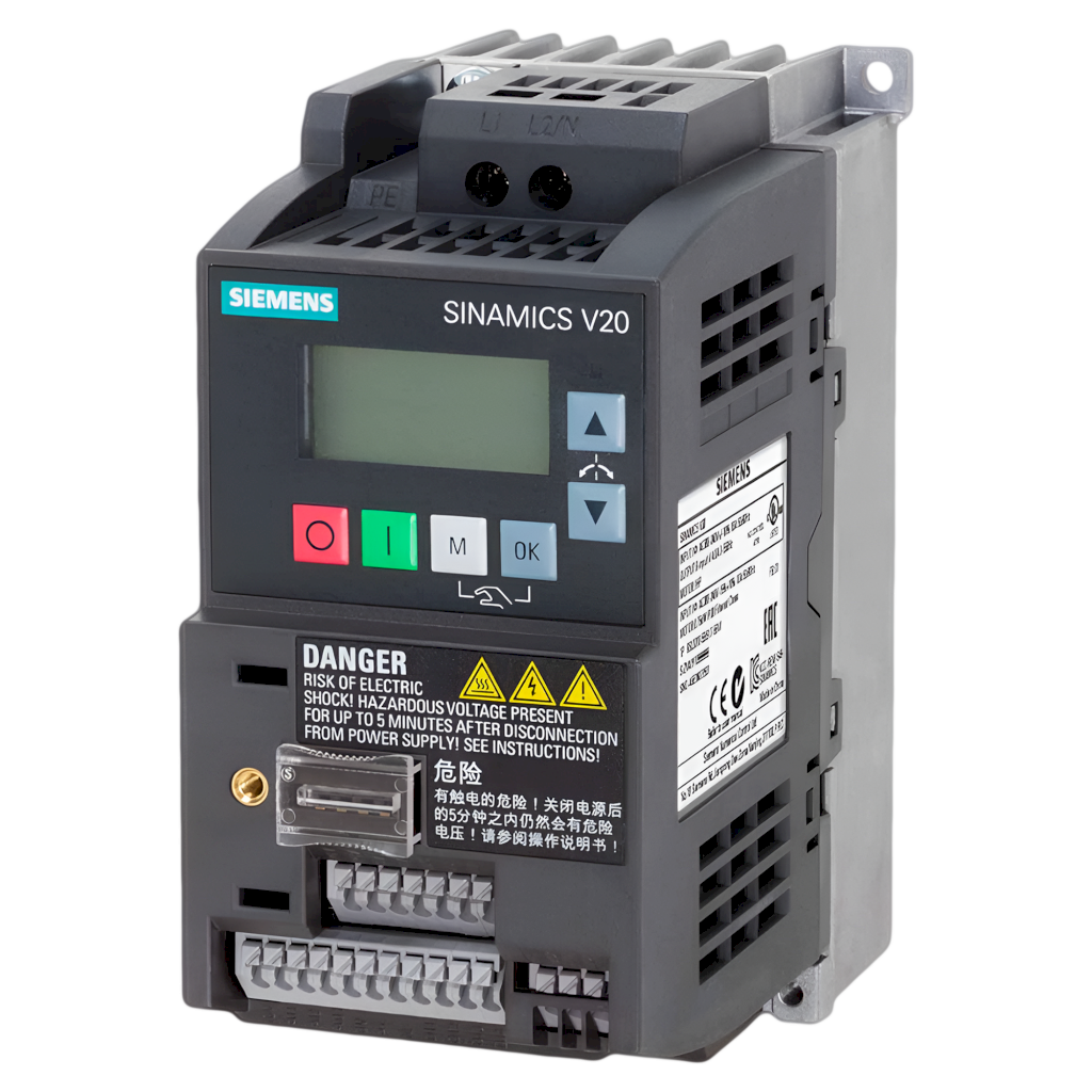 [20170] Variador V20 380VCA LO: 0,55kW/0,75HP HO: 0,55kW/0,75HP S/Filtro MB RTU Siemens