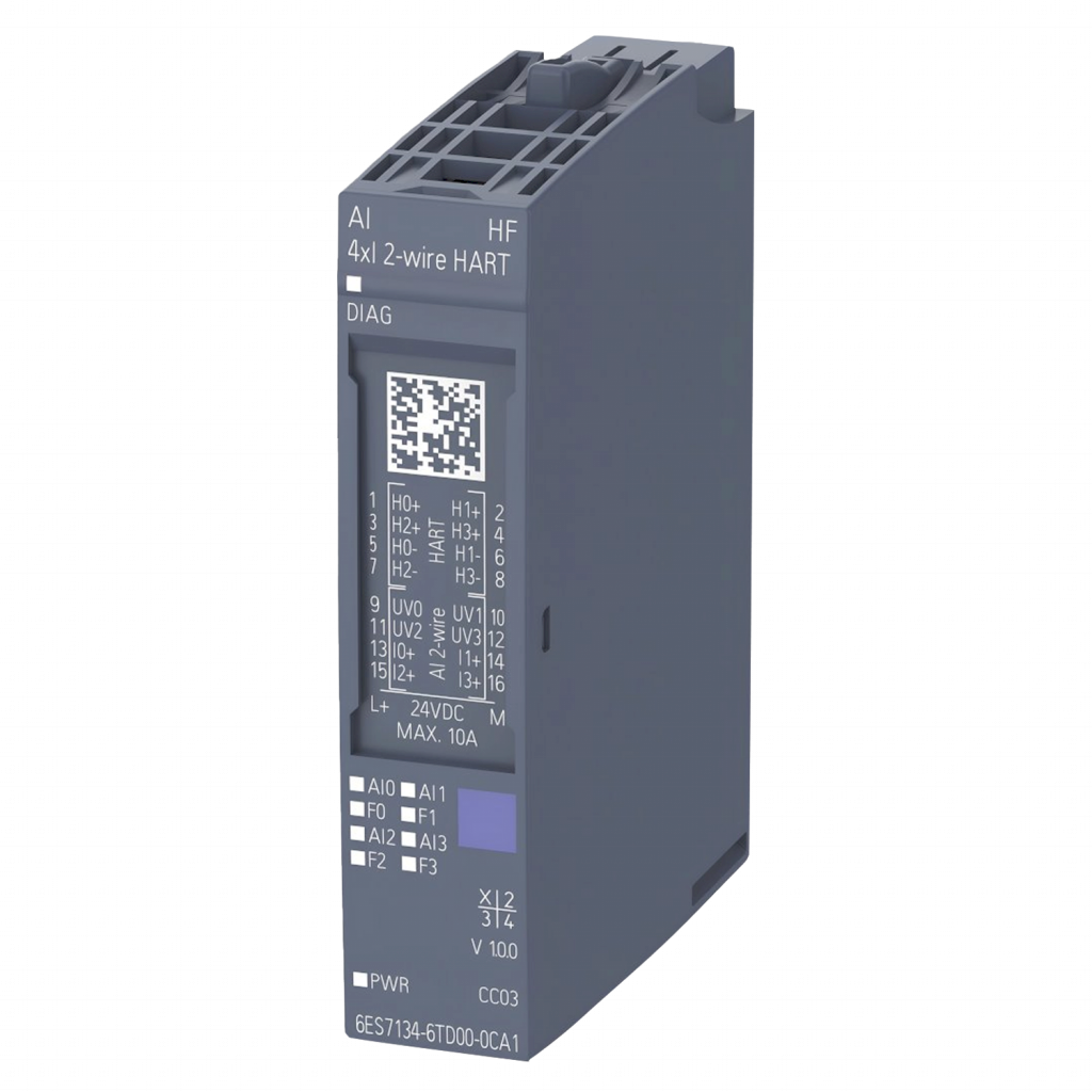 Módulo ET200SP 4 E/Analog. Conector Alimen. Bus/Distribucion Bus Montaje Riel DIN/Sobre Base 24VCC Siemens