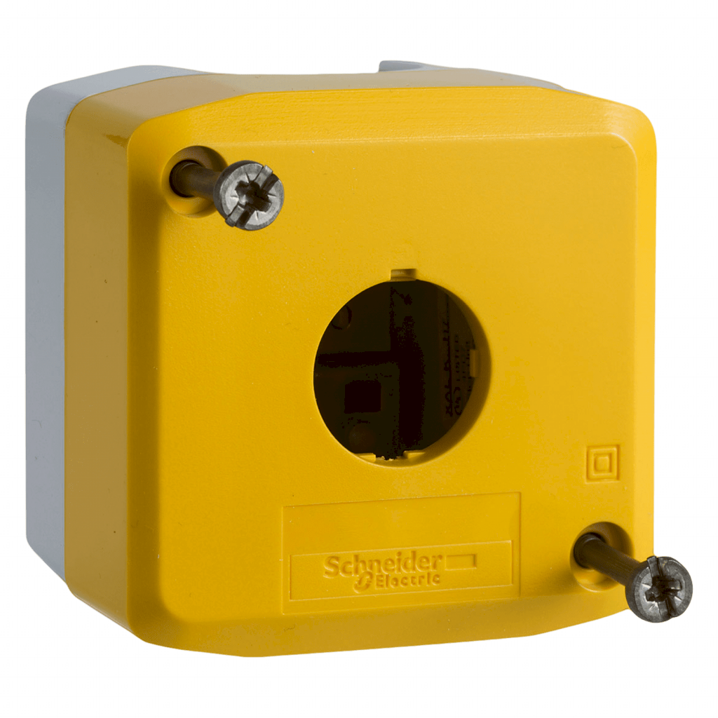Caja Pie de Maquina Policarbonato Amarillo/Gris 1 Orificio Schneider Electric