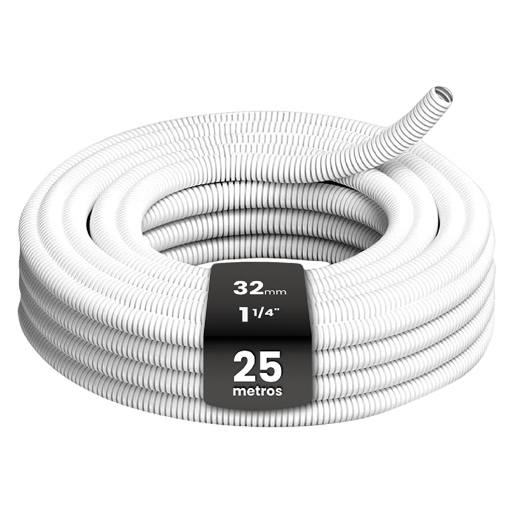 [33593] Caño Corrugado Pesado Blanco 1 1/4'' PVC Sistelectric