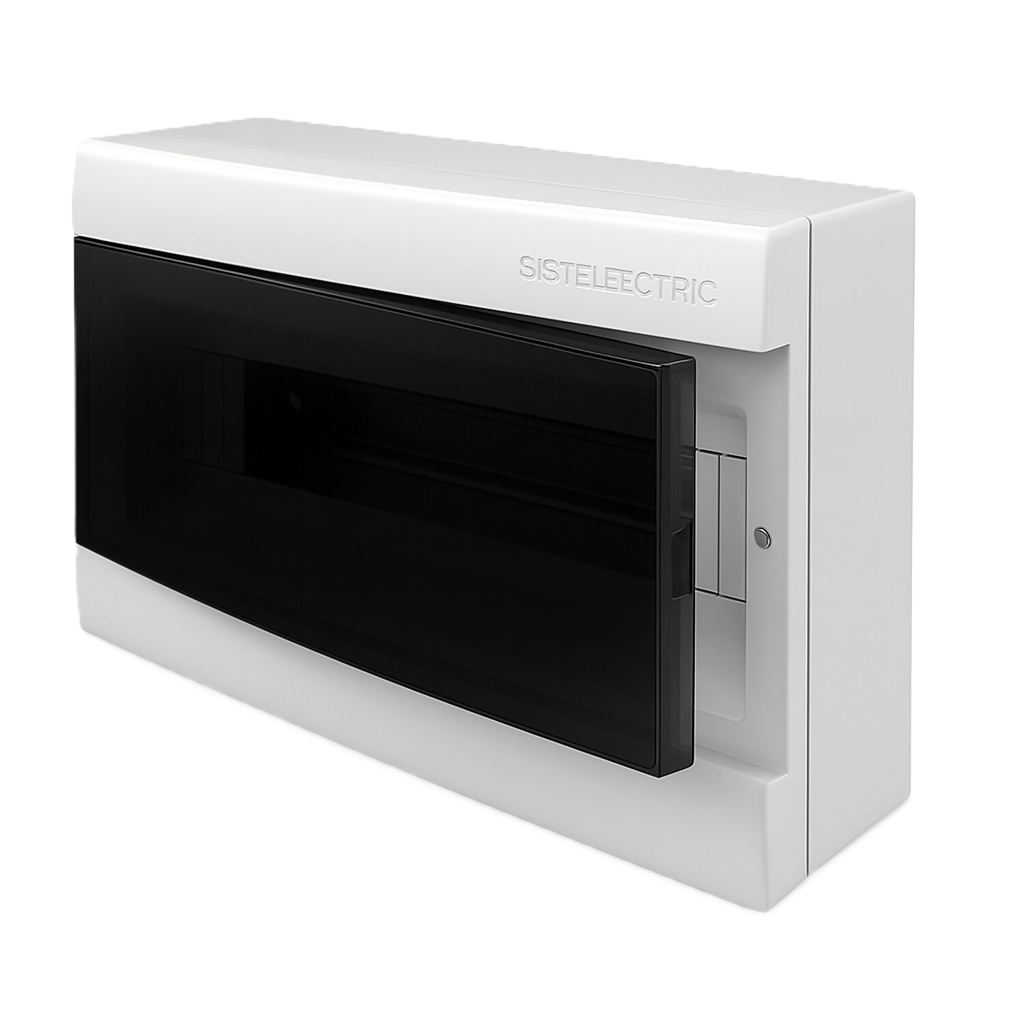 [33712] Tablero DIN Q-energy PVC Aplicar 16 Módulos Puerta Fume Interior Gris Sistelectric