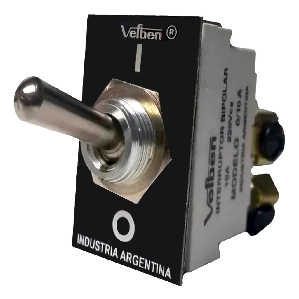 [6508] Interr. Para Panel 2P 10A 220VCA Metalico Palanca Negro Vefben