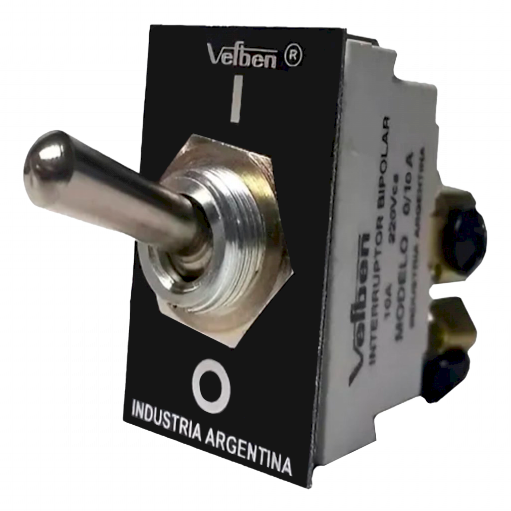 Interr. Para Panel 2P 10A 220VCA Metalico Palanca Negro Vefben