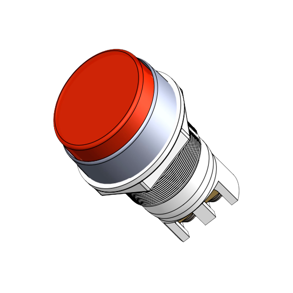 [8508] Ojo de Buey Plástico Neon Doble 220VCA 22mm Rojo Tea