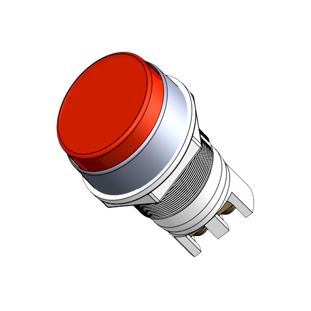 Ojo de Buey Plástico Neon Doble 220VCA 22mm Rojo Tea