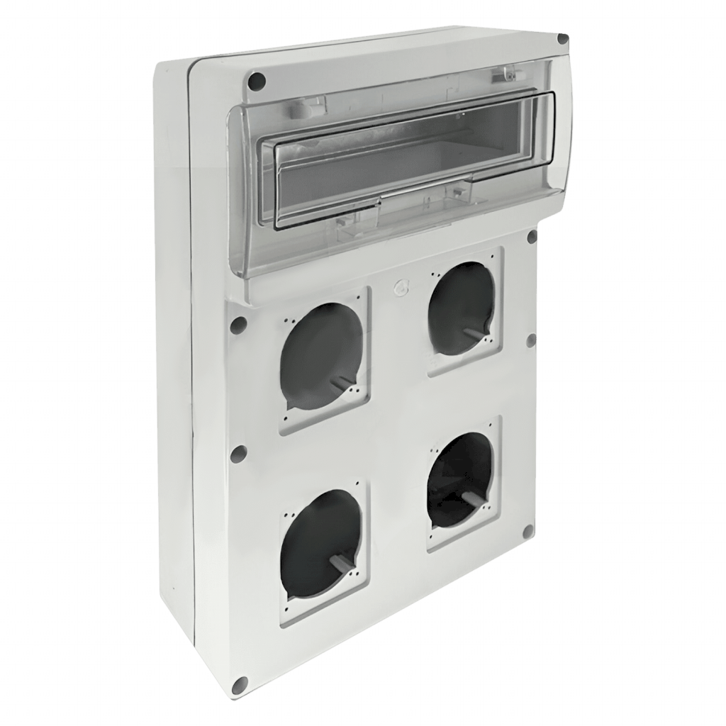 [30765] Tablero DIN Conexdin Polimero Técnico 12 Módulos + 4 Huecos Interior y Exterior IP65 Gris Conextube