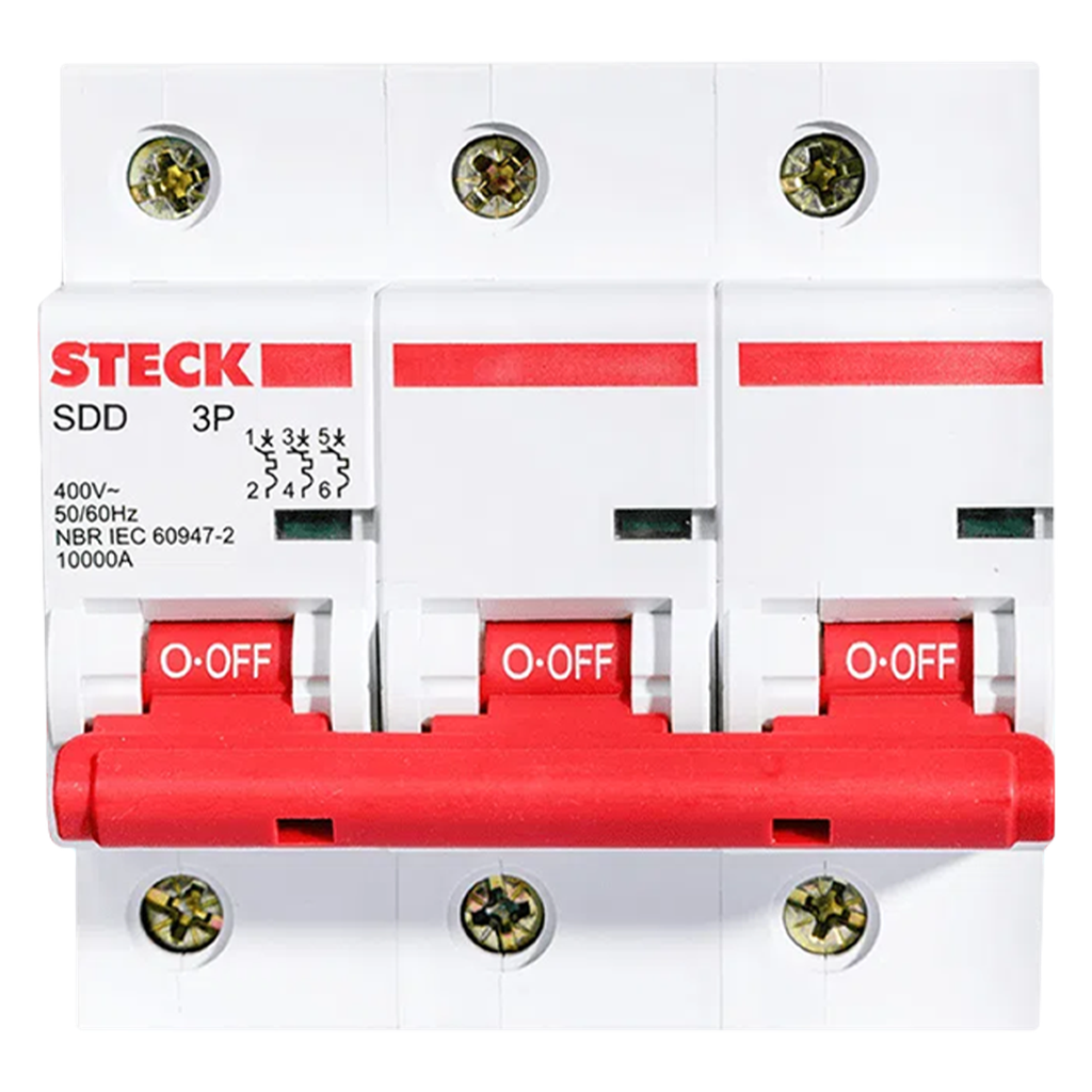 [36044] Interruptor Termomagnético SDD3C 3x80A 10KA Curva C Steck Electric