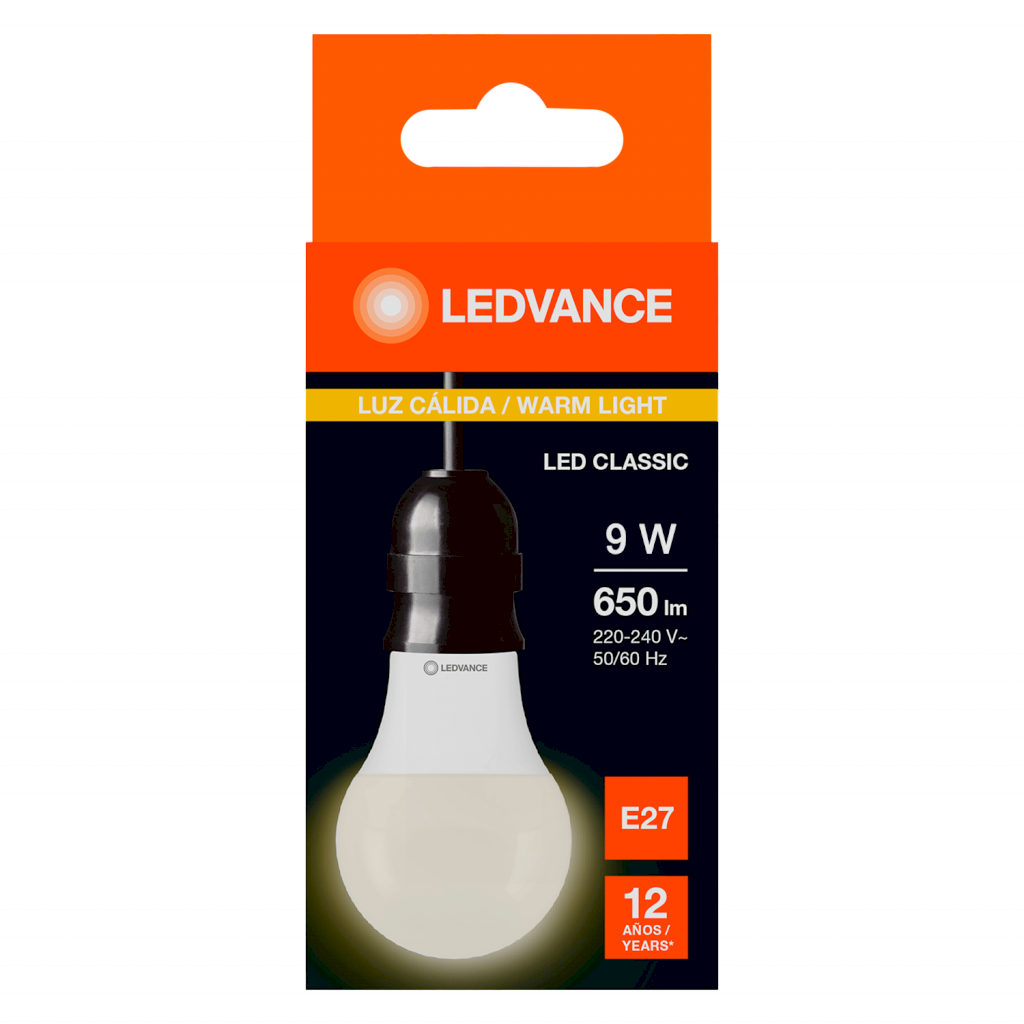 Lampara Led A60 9W Luz Calida E27 650lm Ledvance