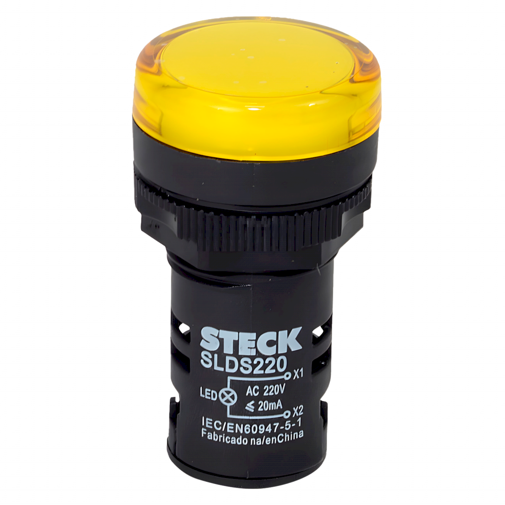 [36521] Ojo de Buey Plástico 220VCA 22mm Amarillo Steck Electric