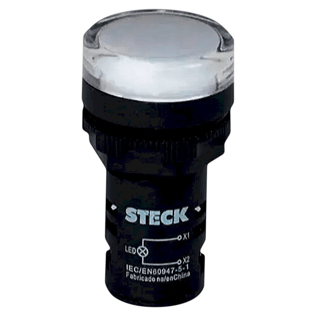 [36528] Ojo de Buey Plástico 24VCA/VCC 22mm Blanco Steck Electric