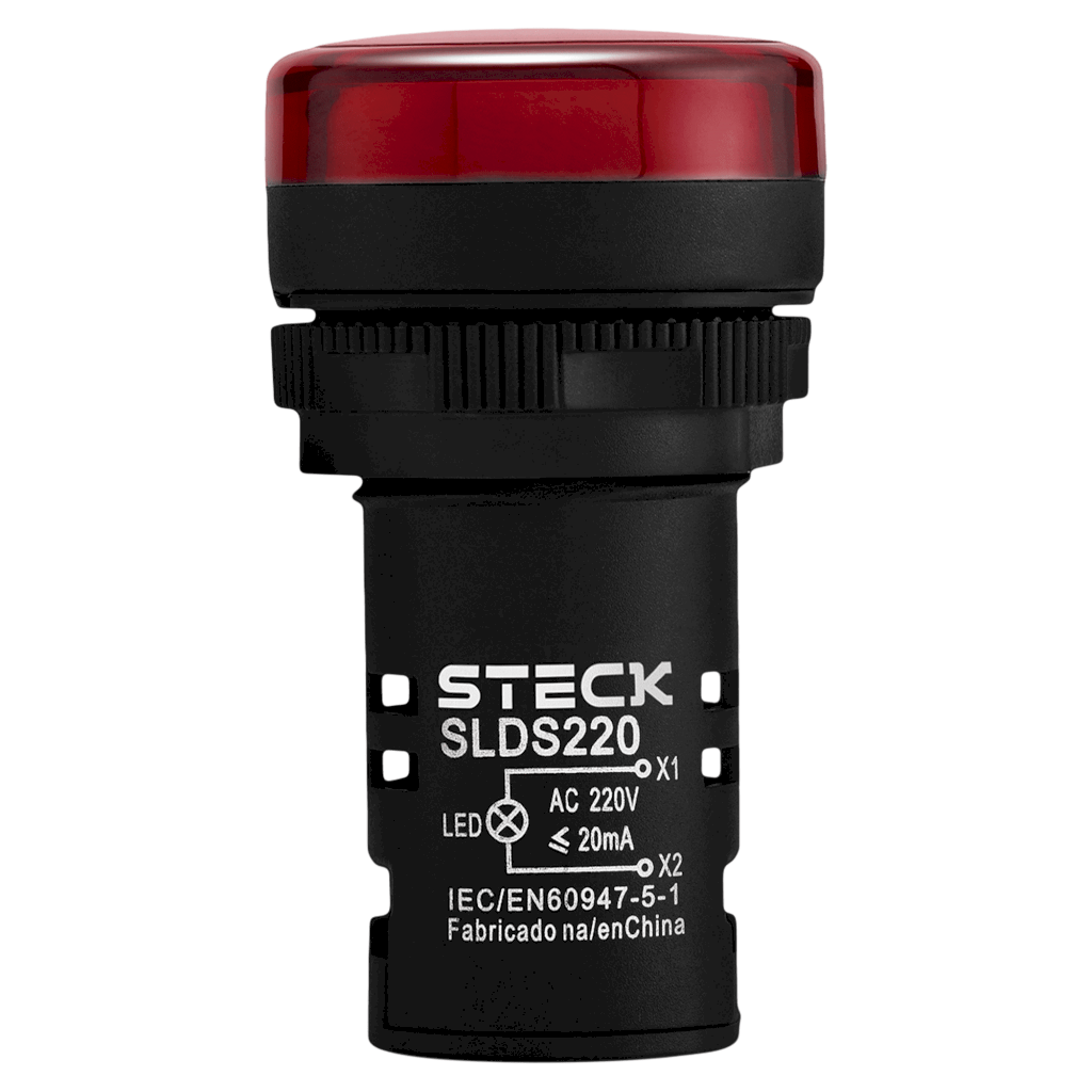 Ojo de Buey Plástico 220VCA 22mm Rojo Steck Electric