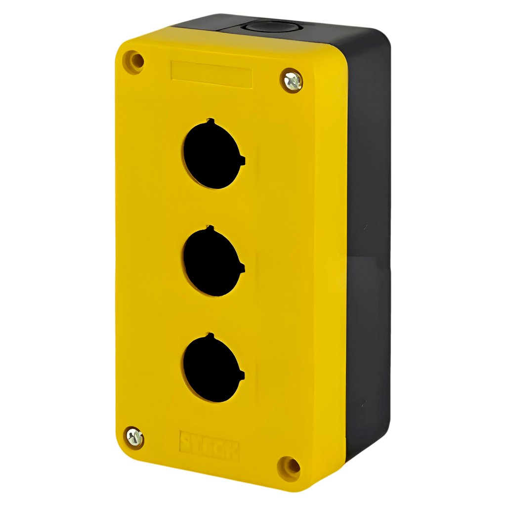 Caja Pie de Maquina Plástico Amarillo/Negro 3 Orificios Steck Electric