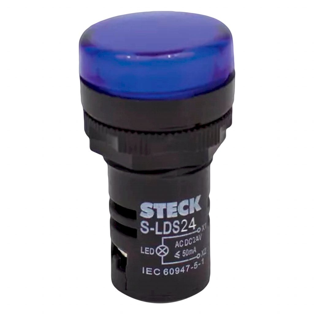 Ojo de Buey Plástico 24VCA/VCC 22mm Azul Steck Electric