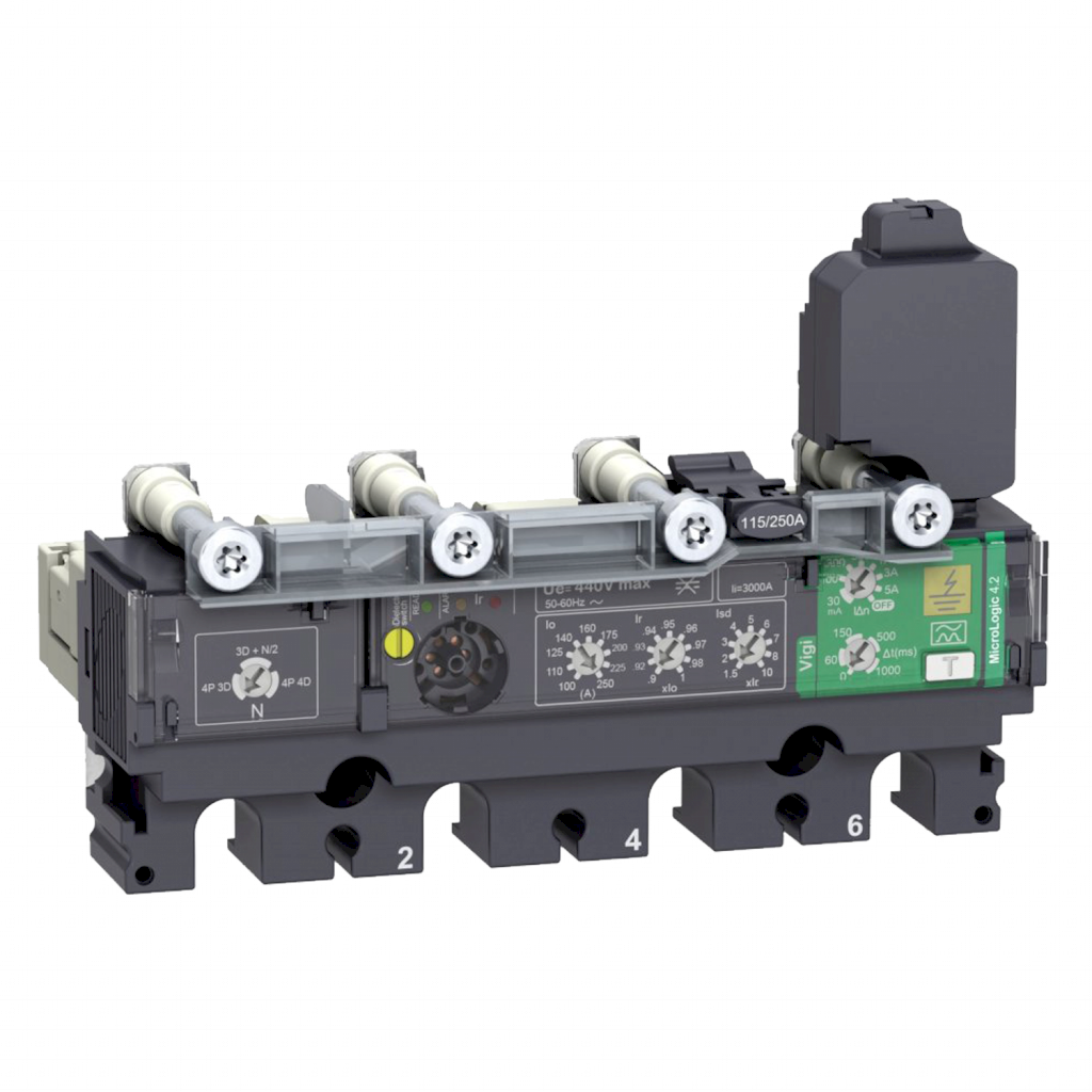 Relé Compact NSX(100 a 250) Unidad de Disparo Electrónica Regulable Hasta 690VCA 250A Schneider Electric