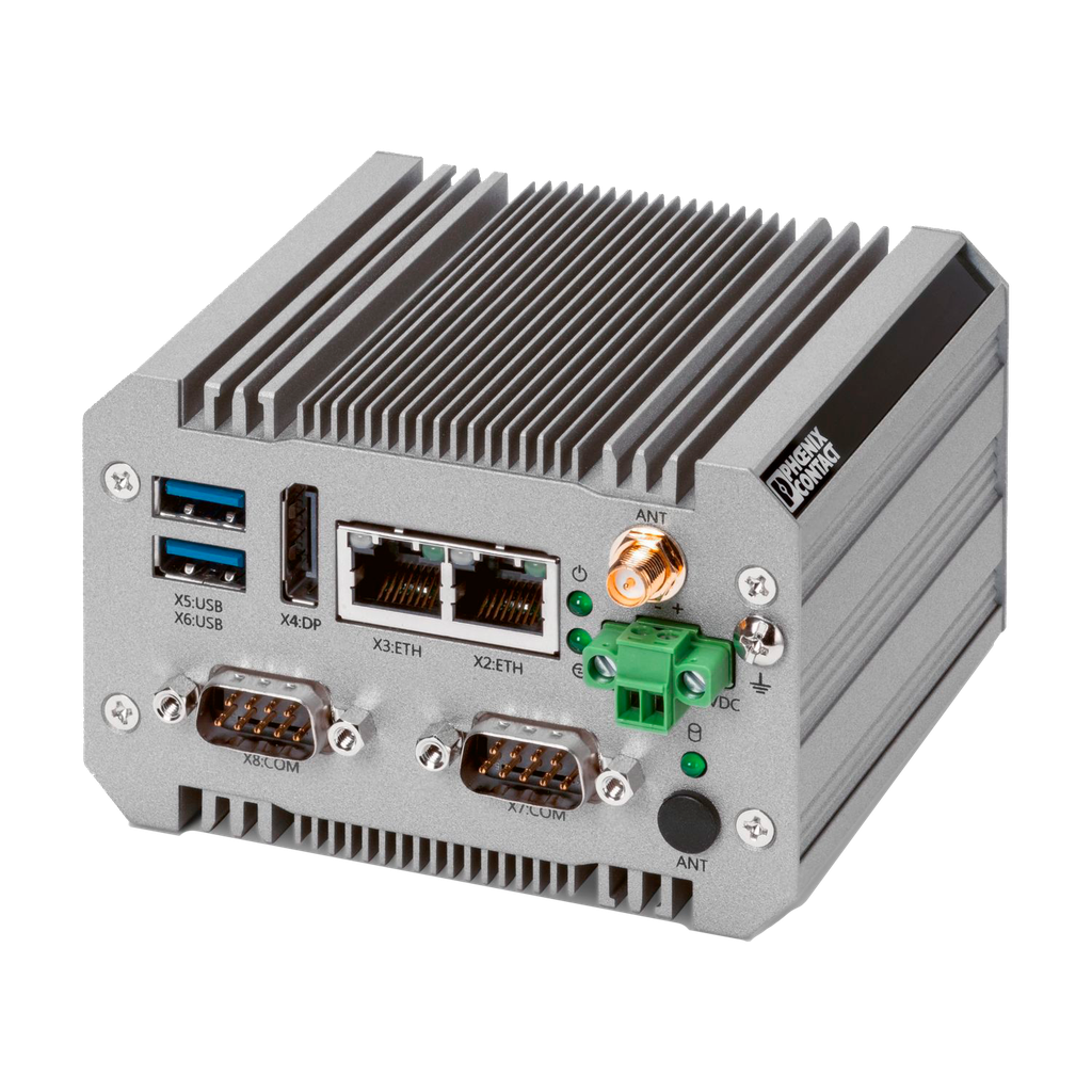 [38291] PC Intel Atom x5-E3940 2 Placas de Red Montaje Riel Din RAM de 8GB DDR4 128GB SSD de Almacenamiento Phoenix Contact